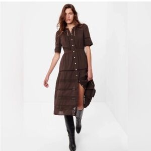 GAP Brown Lace Button-Front Midi Dress Size S